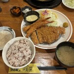 とんかつ一筋 六白家 - 海老ロースかつ膳（赤いご飯）