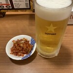 Ramen Negikko - 晩酌セットのビールとキムチ