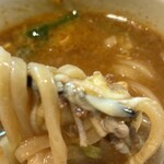 旋 - チーズに肉味噌を麺に絡めると美味しいですよー