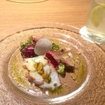 フラテッロ - 炙りカンパチとタコのカルパッチョ＆食前酒