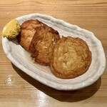 Oden Sakaba Yuami - 自家製紅生姜天&自家製チーズ天&自家製桜エビ天