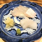 温石 - （お造り）ヒラメ、スミイカ