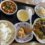 中国料理長城  - 日替わり定食　回鍋肉定食➕麻婆豆腐　780円