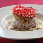 Forest chicken and porcini risotto style