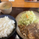 とんき - 料理写真:豚ロースしょうが焼定食（ご飯大盛り）
＋肉多め＋お代わりご飯
850円＋250円＋100円