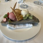 代官山ASO チェレステ 二子玉川店 - ジェラート3種の盛り合わせ フルーツを添えて