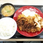 Katsuya - 海老マヨとチキンカツの合い盛り定食 979円