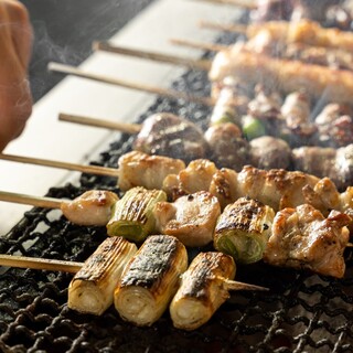 Free range chicken Yakitori (grilled chicken skewers) and vegetable roll skewers