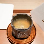 SEN - Isaza (a type of fish caught only during this season in Lake Biwa) with Ginger Chawanmushi and Soft-shelled Turtle Dashi Sauce
