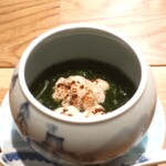 Chinese restaurant KUE - 焼き白子とちぢみほうれん草のスープ