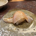 天ぷら たけうち - アカムツの昆布締めと水イカ