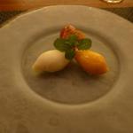 ラ・レゾナンス - ソルベ３種盛り（マンゴ、ラ・フランス、フランボワーズ）