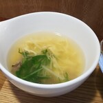 キッチン ブルー グローブ - 卵スープのアップ