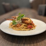 Tomato pasta with spiny lobster from Ise Shima
