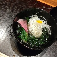 汐見 - 蕎麦がきとアオサの椀物