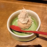 焼うお いし川 - トウモロコシの綿菓子とアイス