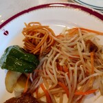 キッチン寿 - 下のモヤシと人参炒めともよく合うよねえ♪

◯スパゲッティー
ケチャップな味わいではなくて
トマトソースだと思える味わい