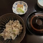 割烹 さゝ紀 - 鰤照り焼きと蕗のとうの混ぜご飯！美味。蕗のとうの苦味がたまりません。ついおかわりしちゃった笑っ