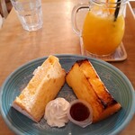 松涛カフェ 本店 - 松濤ケーキ ハーフ&ハーフ、オレンジジュース