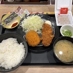 松のや - 得朝ささみかつ&コロッケ定食　490円税込