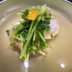 食堂こなん - 椀物 縞海老真薯 朝どれ椎茸