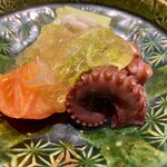 食堂こなん - お凌ぎ うぐいす豆腐 うるいジュレ 加藤農園フルーツトマト 雲子 真蛸