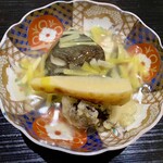 食堂こなん - 羹 黄韮のあんかけ 焼鰆 筍 舞茸天