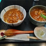 日本橋 やぶ久 - 小さいカレー丼、小さいカレー南ばんそばセット 1,250円 ♪