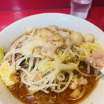 ラーメン二郎 - ミニラーメン　SK半分 生姜半分　　ニンニク少しアブラ少し