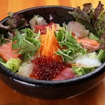 Seafood Shami Salad - topped with salmon roe -