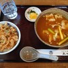 忍者そば 五ヱ門 - カレーうどん＆かき揚げ天丼のセット (1,050円・税込)