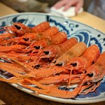 日本料理FUJI - 駿河湾の赤座海老。揃い踏みで睨んで来ます。