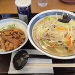 山田うどん - 料理写真:タンメン➕ミニパンチ丼ヾ(*´∀｀*)ﾉ