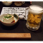 鳥作 - ビールと突き出し