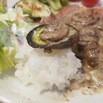 キッチン ブルー グローブ - ズッキーニへマッシュルーム