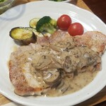 キッチン ブルー グローブ - 大きい豚ロースソテーのアップ！