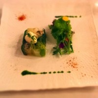 四間道レストランMATSUURA - 下仁田ネギとカキのテリーヌ
                新作だそうで、鍋をイメージしたとか！