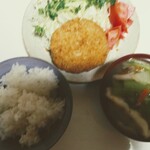 ベルク むさし野店 - @99　メンチカツ　我が家定食♬