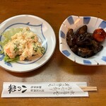 八の巣 - ポテトサラダと鶏肝煮