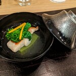 鴨蕎麦 尖 - 「菜の花入り蕎麦豆腐と金目鯛のお椀」