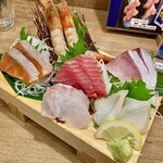 磯丸水産 - 「ゲタ盛り(刺身6点盛り)」@1319