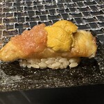 赤坂 鮨大谷 - 海老のフリット雲丹　トマトポン酢