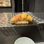 赤坂 鮨大谷 - 海老のフリット雲丹　トマトポン酢