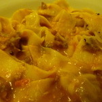 TRATTORIA AL SODO  - 優しい豆の風味にプリプリ幅広の手打ちタリアテッレが絡む