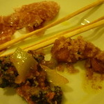 TRATTORIA AL SODO  - アペリティーボ1皿目（ブロッコリーポモドーロ、南瓜のインパナータ香草マリネ、サラミ、グリッシーニ）