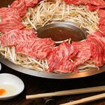 Moya-shabu hot pot with golden beef stock made with specially selected Japanese beef