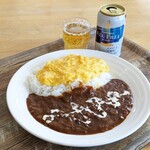 レストハウスやまびこ - オムハヤシライス 1,300円 , ノンアル 400円
