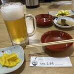 三澤屋 - 生ビールで乾杯なり♪