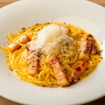 Thick-sliced bacon carbonara