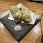 酒肴晴 - 蕗の薹チーズ天ぷら